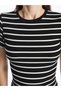 Crew Neck Striped Short Sleeve Women's Bodycon Dress - 4