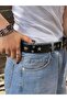 Black Eyelet Belt with Star Detail