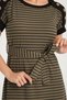 Women's Striped Belted Shoulder Button Detail Dress - 5