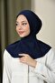 Hijab Women's Snap Fastener Hijap Bonnet Ready-made Hijab Shawl Navy Blue