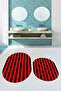 Digital Washable Non-Slip Striped Modern Double Bathroom Rug Mat Oval Toilet Set - 6