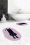 Digital Washable Non-Slip Cute Cat Double-Sided Bathroom Rug Mat Oval Toilet Set - 8