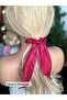 Trend Fashion Elastic Flat Claretred Bright Satin Kerchief Shawl Scarf Pendant Buckle