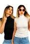 Women's Zero Sleeve Half Turtleneck Bodysuit Mixed Color 2 Pieces - 2