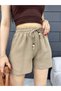 Women's Elastic Waist Lace-Up Linen Shorts - 6