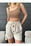 Women's Elastic Waist Lace-Up Linen Shorts - 5