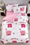 Pink Children's Duvet Cover Set with Elastic Sheet and Teddy Bear