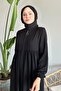 Back Tassel Detail Ruched Black Abaya - 3