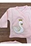 Swan Embroidered Piece Hospital Release Bodysuit Set - 3