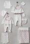 Floral Woven Pugi Baby Ultra-Luxury 100% Cotton Newborn Baby Girl 10-Piece Hospital Discharge Bodysuit Set - 3