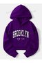 Kids Brooklyn Printed Oversized Hooded Cropped Sweatshirt Hoodie
