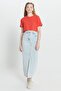 Women's Red Standard Fit Regular Cut 100% Cotton Crew Neck Crop T-Shirt - 2