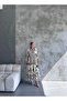 Patterned White High Collar Buttoned Oversize Dress - 3