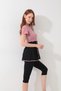 Women's Short Sleeve Semi-Covered Hijab Swimsuit with Tights Bonnet Suit Short Arm Swimsuit - 2