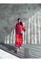 Patterned Long Hijab Shirt Dress Green-Fuchsia Oversize - 6