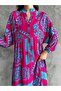 Long Patterned Hijab Shirt Dress - 7