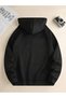 Unisex New York Hustle Printed Oversized Winter 3 Thread 100% Cotton K Hooded Sweatshirt Hoodie - 2
