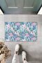 1Multi-Purpose Digital Printed Pink-Blue Small Trees Outdoor and Indoor Door Mat