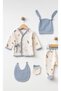 Baby Boy Hospital Discharge Space Printed Side-Tie %100 Cotton 5-Piece Newborn Set 0-3 Months - 2