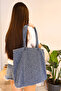 Leopard Print Washed Denim Women's Bag, Large Capacity, Patterned Hand and Shoulder Tote Bag Shopper - 4