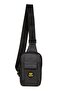 Black Linen Fabric Belgrat Cross Chest and Shoulder Bag with Phone Compartment - 2