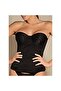 9265 Patterned Fabric Long Bustier - Black - 2