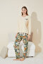 Cream Embroidered Cotton Knitted Pajama Set 24240108 - 2