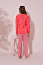 Pomegranate Flower Printed Cotton Knitted Pajama Set 24240151 - 3