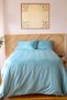 Luxury Hotel Type Double Duvet Cover Set with Elastic Sheets Striped Cotton Satin Turquoise Color 160x200 - 2
