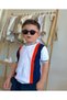 Unisex (1-5 Years) Polarized Black Children's Sunglasses with Red Handle Detail