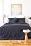 5 Star Luxury Hotel Type Double Elastic Striped Cotton Satin Duvet Cover Set Black