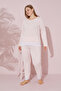 Somon Lace Detailed Cotton Curve Plus Size Oversized Knitted Pajama Set 24240696 - 2