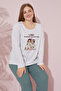 Gray Printed Cotton Curve Plus Size King Size Knitted Pajama Set 24240705