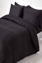 5 Star Luxury Hotel Type Double Elastic Striped Cotton Satin Duvet Cover Set Black - 2