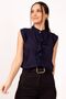 Women's Navy Blue Frilly Front Sleeveless Blouse ARM-22Y001022 - 3