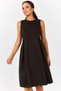 Women's Dark Brown Sleeveless Pocket Midi Dress Arm-19Y001023