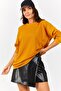 Women's Mustard Round Collar Oversize Sweatshirt ARM-22K024027 - 3
