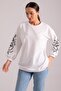 Women's Ecru Round Neck Sleeve Embossed Tunic ARM-21K024033 - 3