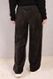 Women's Black Elastic Waist Pocket Wide Leg Velvet Trousers ARM-24K001060 - 3