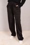 Women's Black Elastic Waist Pocket Wide Leg Velvet Trousers ARM-24K001060 - 2