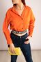 Women's Orange Elastic Waist Crop Shirt Arm-23y001005 - 3