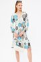 Women's Light Blue V-Neck Tie Waist Ruffle Long Sleeve Dress ARM-24Y001009 - 4