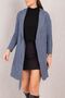 Women's Blue Side Tie Herringbone Pattern Long Cuff Coat ARM-24K001010 - 3