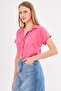 Women's Pink Short Sleeve Shirt Arm-19Y001065 - 4