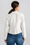 Women's Ecru Double Breasted Collar Gabardine Crop Jacket ARM-24Y001010 - 4