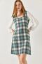 Women's Mint Plaid Square Collar Long Sleeve Dress ARM-22Y001182 - 2