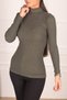 Women's Khaki Neck Corded Knitwear Sweater ARM-24K130002 - 3