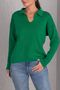 Women's Green Polo Neck Knitwear Sweater ARM-24K012006