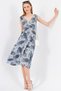 Women's Gray Patterned Waist and Shoulder Elastic Double Breasted Collar Midi Skirt Dress Arm-24y001052 - 4