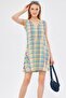 Women's Green Tweed Front Back V Neck Sleeveless Flared Mini Dress ARM-24K001073 - 4